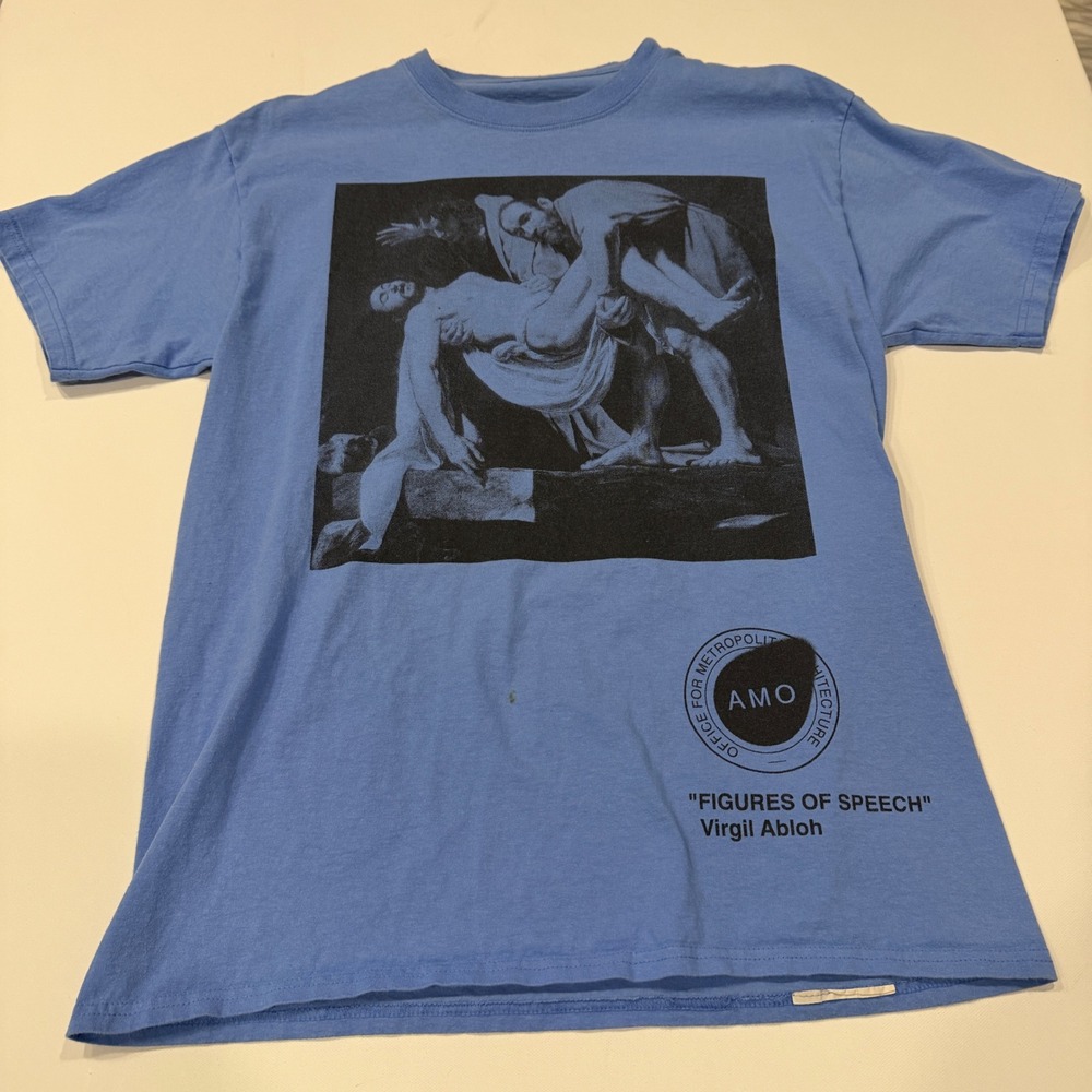 Virgil Abloh MCA Chicago Figures of Speech Pyrex 23 Champion T-Shirt Blue M
